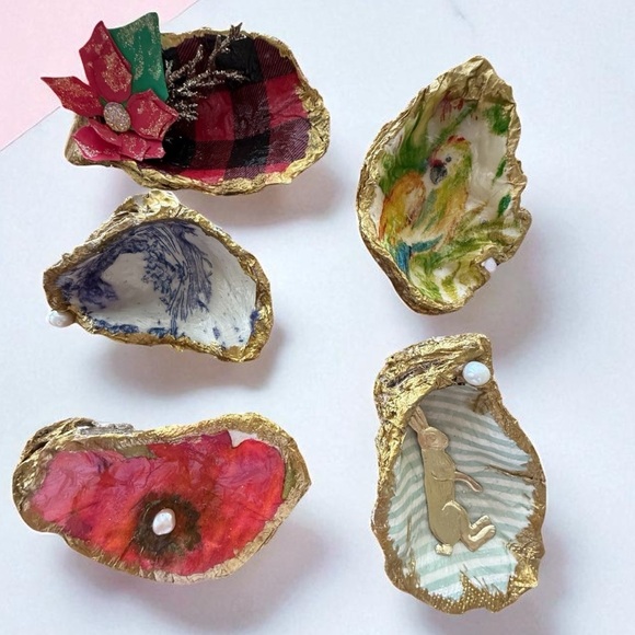 Sea Shell Oyster Trinket Tray Decorations Handmade 5